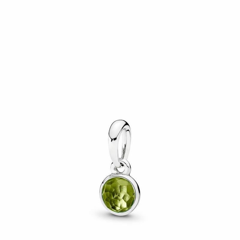 Pandora August Droplet Pendant - Sterling Silver/Green/Peridot - Canada | QT4714TM